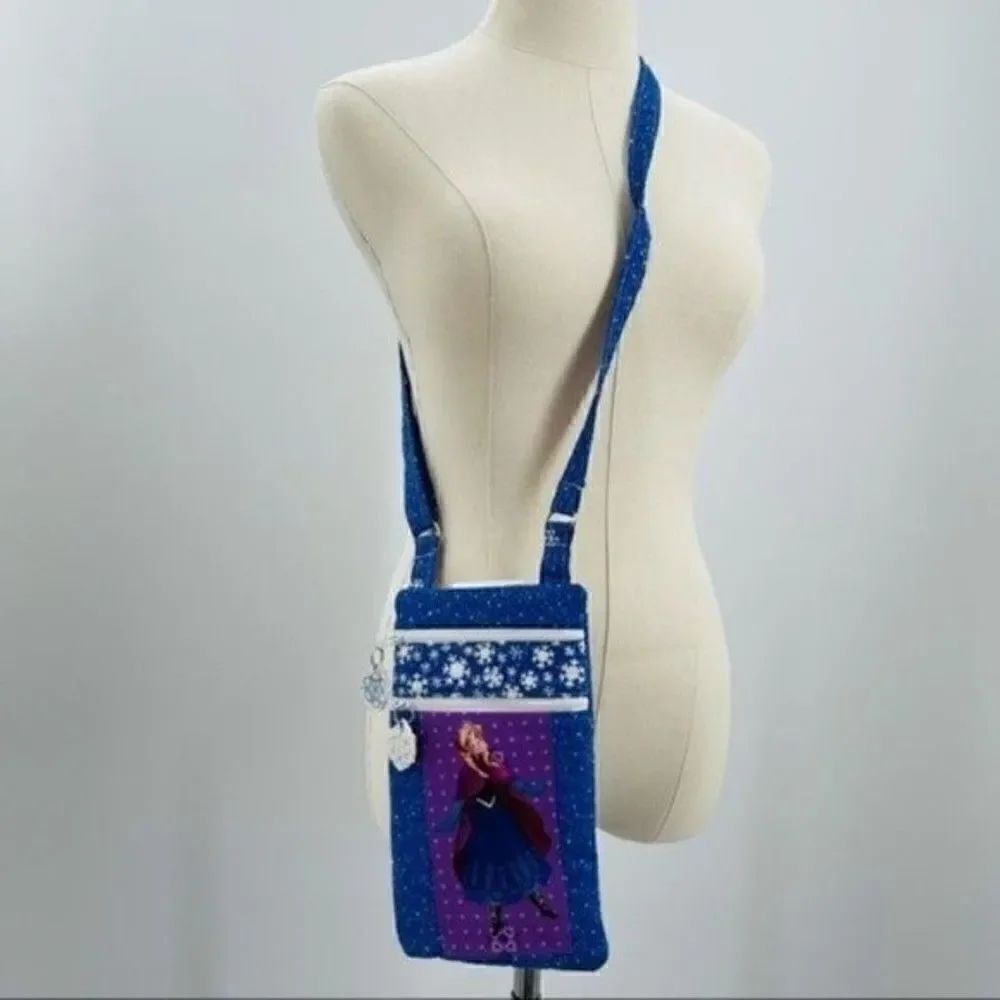 Frozen Cross body bag blue cloth hand made small BoxV